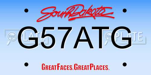 G57ATG South Dakota License Plate