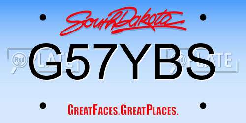 G57YBS South Dakota License Plate