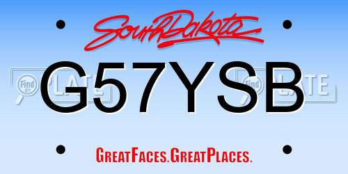 G57YSB South Dakota License Plate