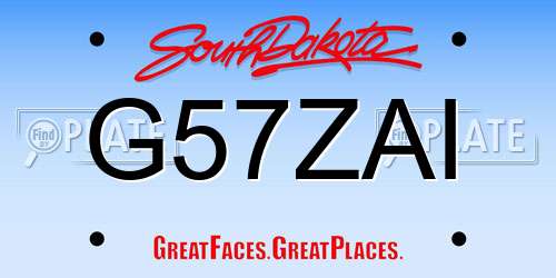G57ZAI South Dakota License Plate
