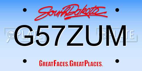 G57ZUM South Dakota License Plate