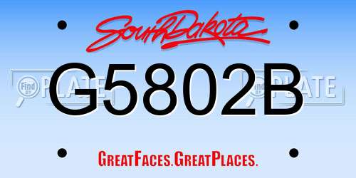 G5802B South Dakota License Plate