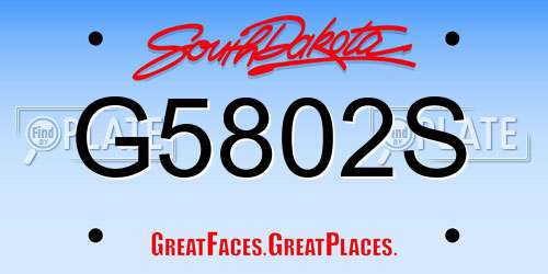 G5802S South Dakota License Plate