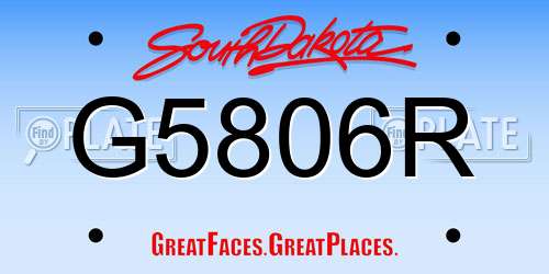 G5806R South Dakota License Plate