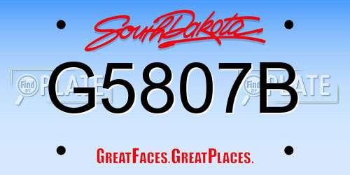 G5807B South Dakota License Plate