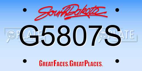 G5807S South Dakota License Plate