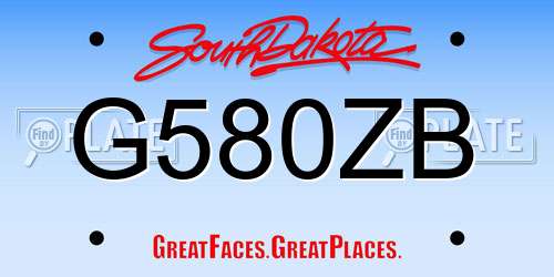 G580ZB South Dakota License Plate