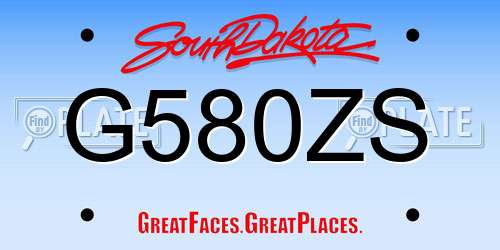 G580ZS South Dakota License Plate