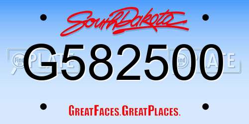 G582500 South Dakota License Plate
