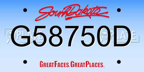 G58750D South Dakota License Plate
