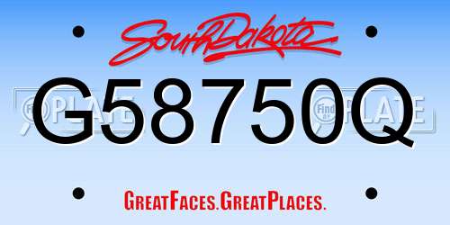 G58750Q South Dakota License Plate