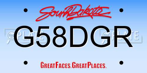 G58DGR South Dakota License Plate