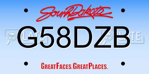 G58DZB South Dakota License Plate