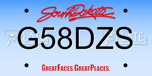 G58DZS South Dakota License Plate