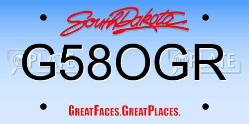 G58OGR South Dakota License Plate