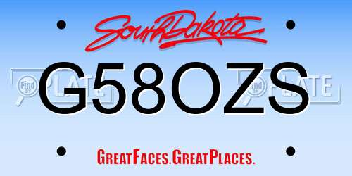 G58OZS South Dakota License Plate