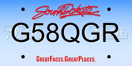 G58QGR South Dakota License Plate