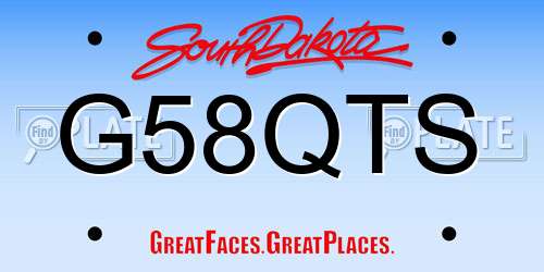 G58QTS South Dakota License Plate