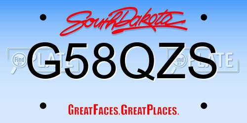 G58QZS South Dakota License Plate