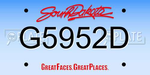G5952D South Dakota License Plate