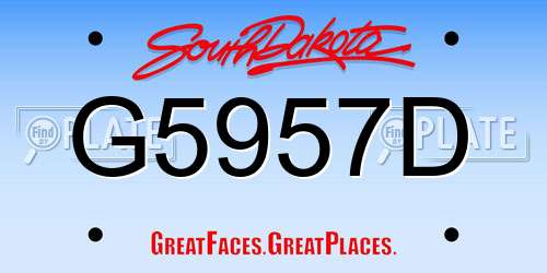 G5957D South Dakota License Plate