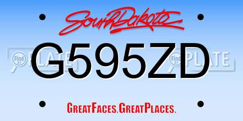 G595ZD South Dakota License Plate