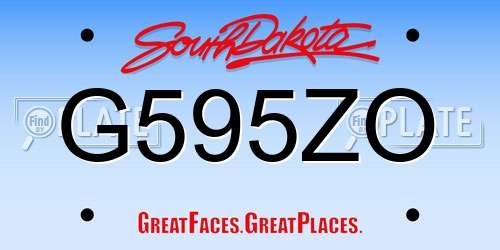 G595ZO South Dakota License Plate