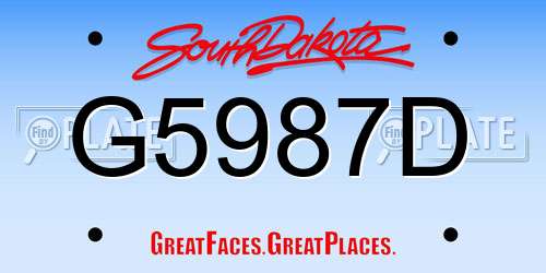 G5987D South Dakota License Plate
