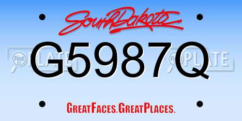 G5987Q South Dakota License Plate
