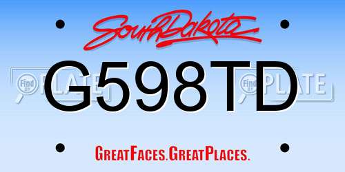 G598TD South Dakota License Plate