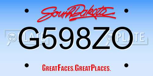 G598ZO South Dakota License Plate