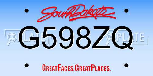 G598ZQ South Dakota License Plate