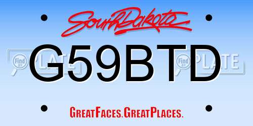 G59BTD South Dakota License Plate
