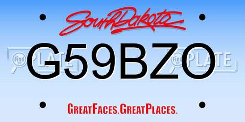 G59BZO South Dakota License Plate