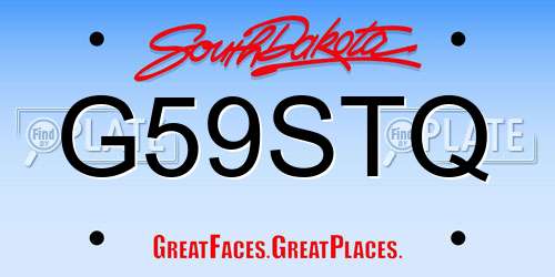 G59STQ South Dakota License Plate