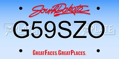 G59SZO South Dakota License Plate