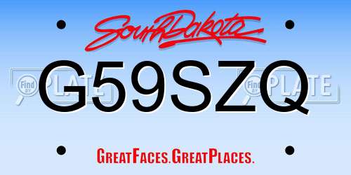 G59SZQ South Dakota License Plate
