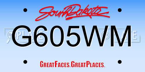 G605WM South Dakota License Plate