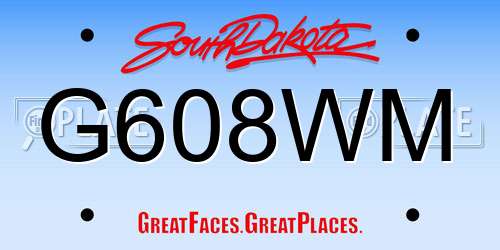 G608WM South Dakota License Plate