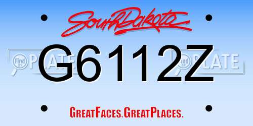 G6112Z South Dakota License Plate