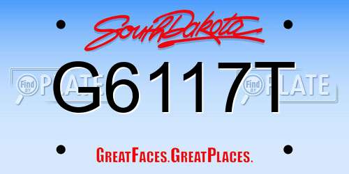 G6117T South Dakota License Plate
