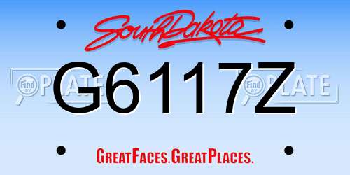G6117Z South Dakota License Plate