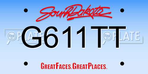 G611TT South Dakota License Plate