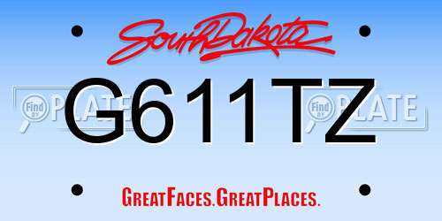 G611TZ South Dakota License Plate