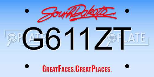 G611ZT South Dakota License Plate