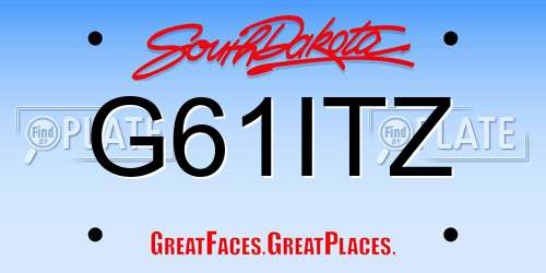 G61ITZ South Dakota License Plate