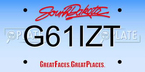 G61IZT South Dakota License Plate