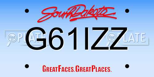 G61IZZ South Dakota License Plate