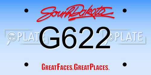 G622 South Dakota License Plate
