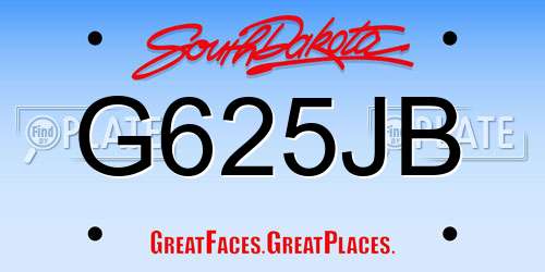 G625JB South Dakota License Plate